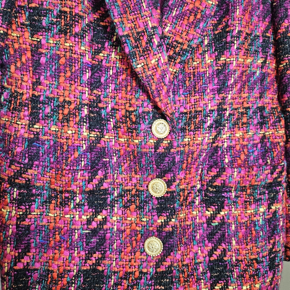 Vintage 80s 90s Dana Buchman Tweed Blazer NWT The Broadway Gold Button Jacket 8 - Picture 6 of 8